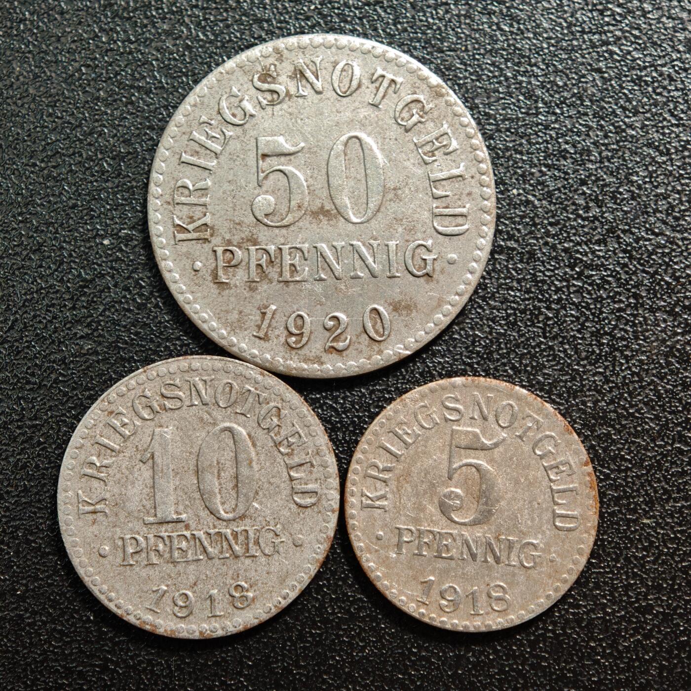 【德藏】世界币章拍卖第160期 德国 德紧硬币 3枚一组