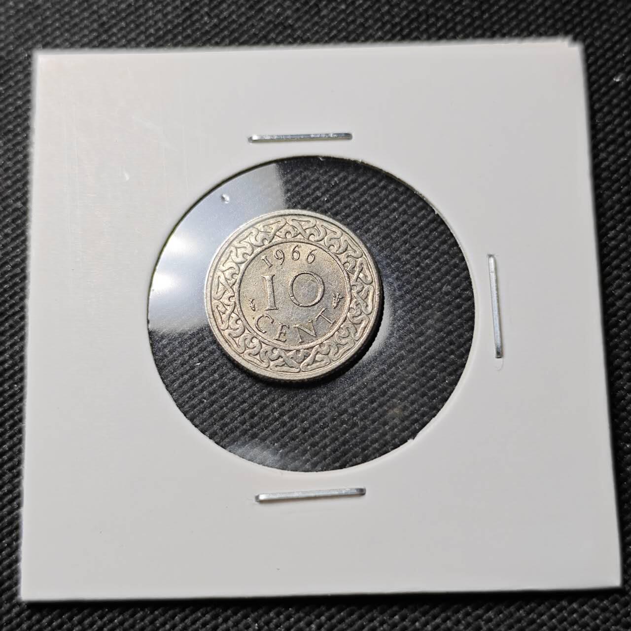 KK钱币收藏小铺  第383期  2月预留时间 周末发货  1966苏里南10分 好品