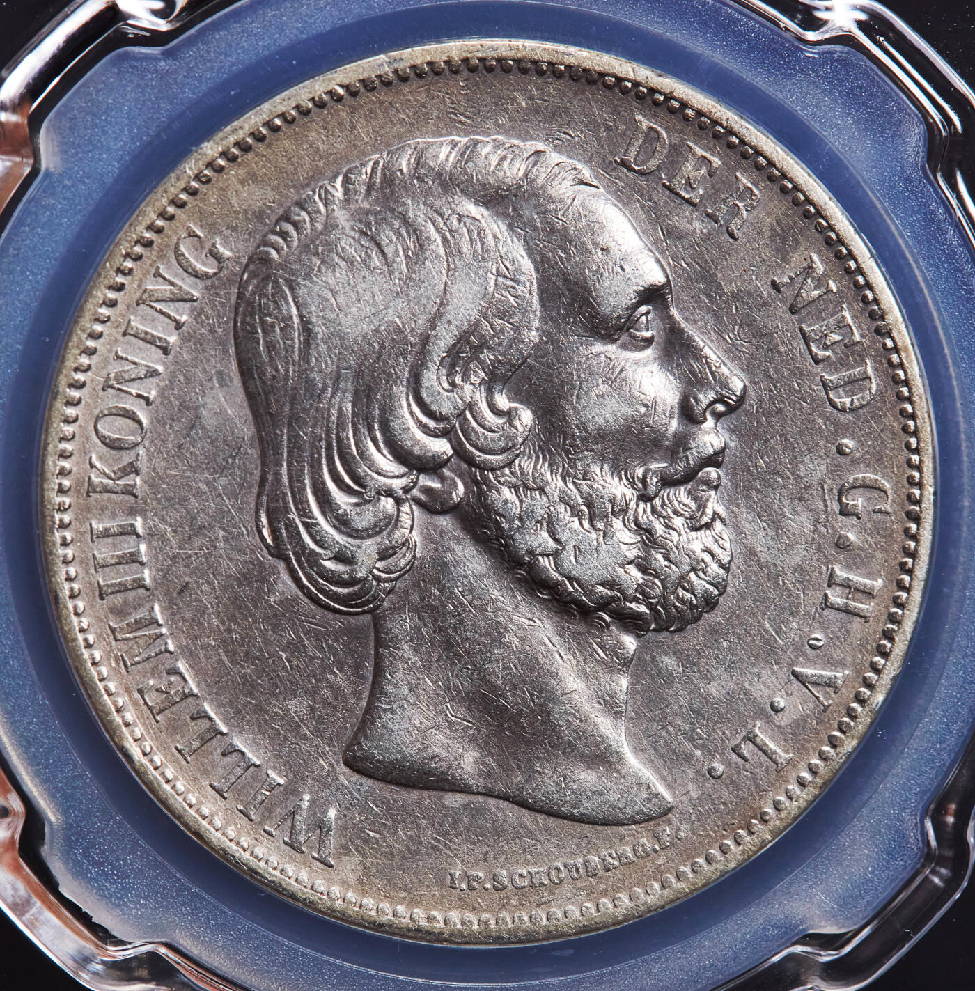 【俄甄集藏】2026年(046)01-07 星期三 晚 19:30 全场包邮 荷兰1871年威廉三世2.5盾大银币，信泰 AU53，原味状态，重25克，94.5%银