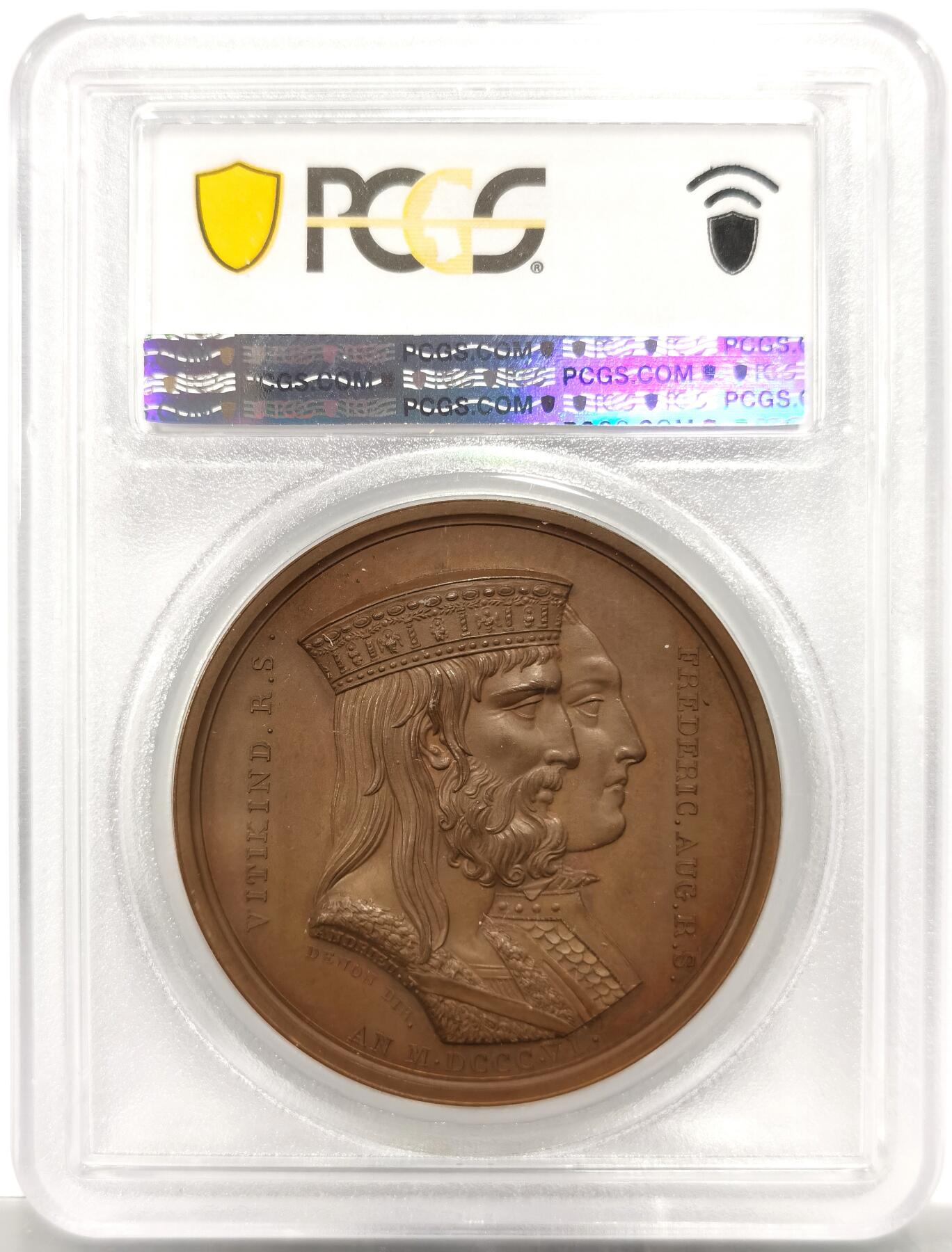 博洋堂“岁启嘉年”2026新年精品大拍专场暨第155期（全场包邮） PCGS SP65 冠军分！法国1806年拿破仑一世结盟萨克森原铸铜章 巴黎造币厂完美巧克力包浆 稀少珍贵品种 正面拿破仑和查理曼大帝的并肩半身像 背面萨克森圣人维杜金德和带领神罗走向顶峰红胡子腓特烈一世 暗喻拿破仑要做查理曼大帝的继承人 是罗马正统 全欧洲的皇帝 拿章纯人像题材极为稀少