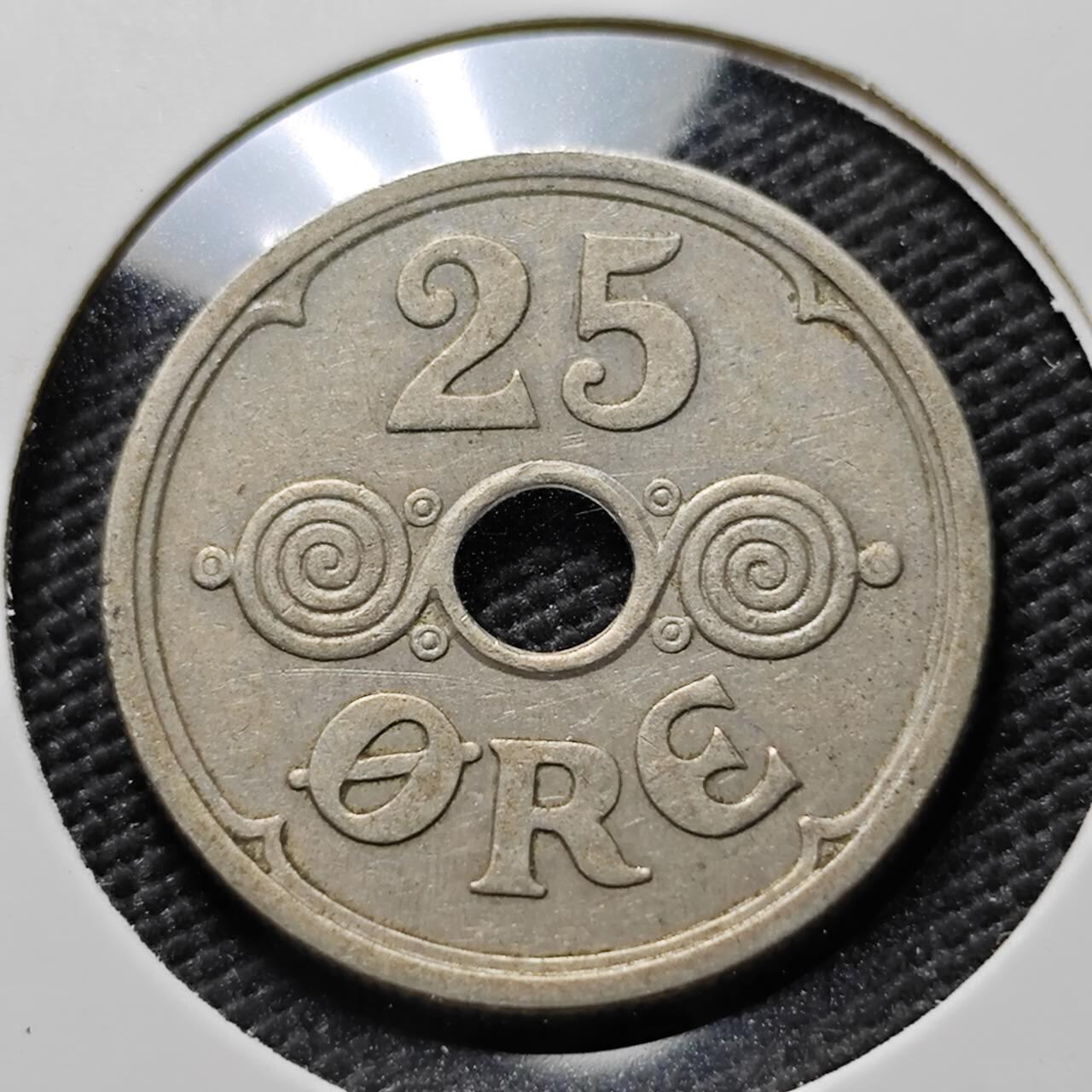 KK钱币收藏小铺  第384期  2月预留时间 周末发货 1924 丹麦25欧尔