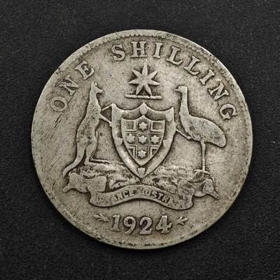 【淘币小摊】限时拍第八百三十九拍  散币银币场  满百包邮可预留两周  周一统一发货  - 澳大利亚1924年乔治五世一先令银币参考银价87