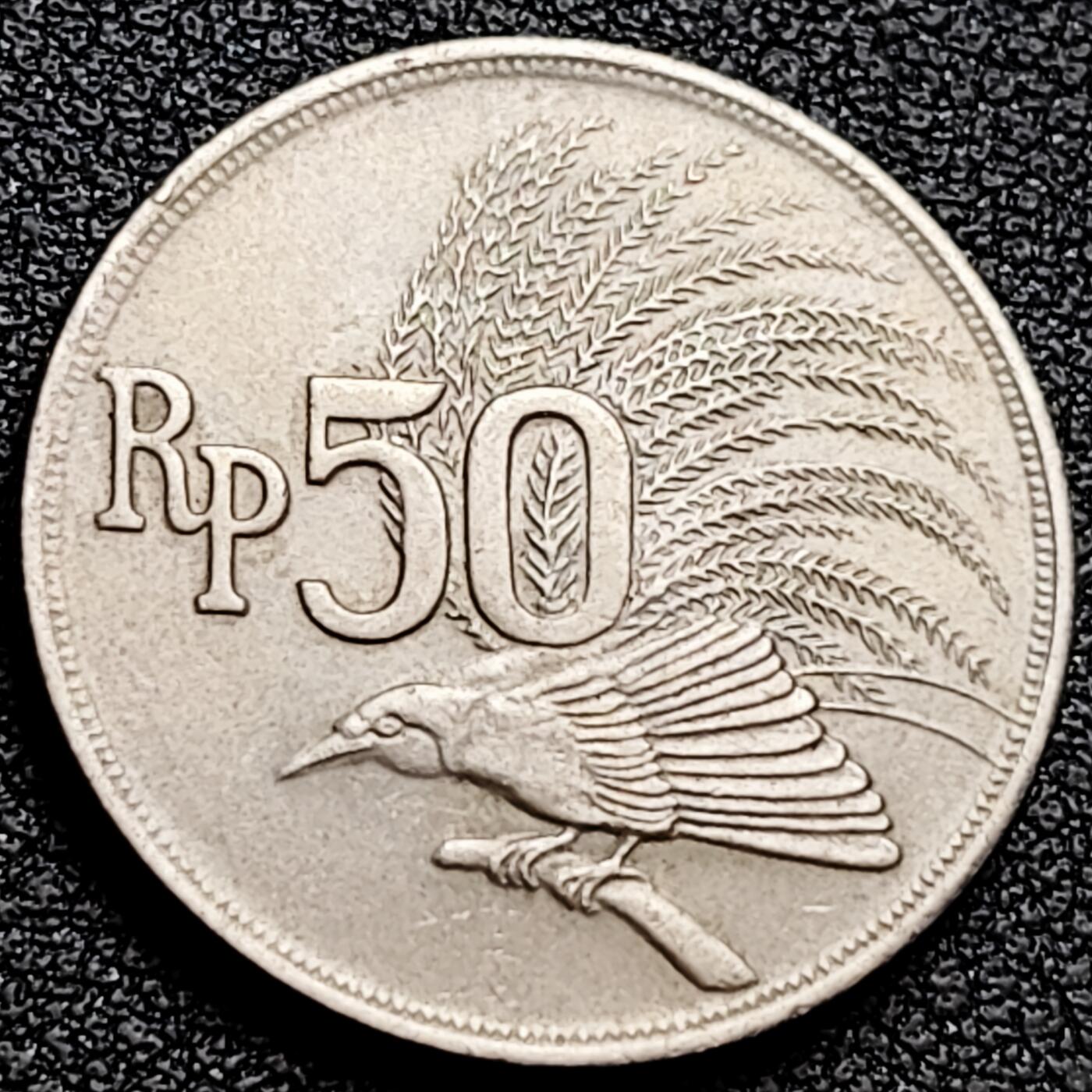 泉币菌-第160场-新年第三场 精品福利场 1971印度尼西亚50卢比大极乐鸟24mm