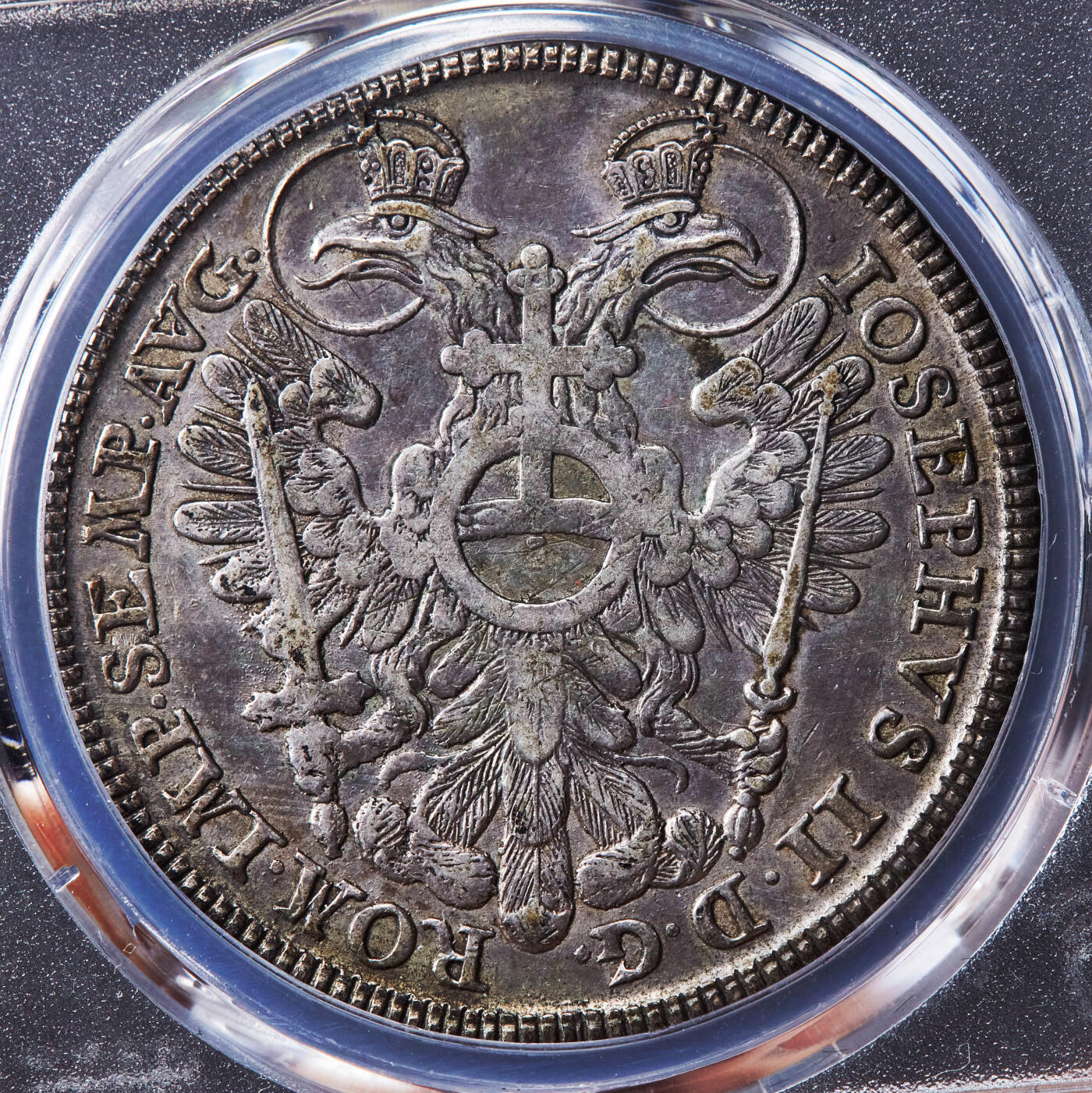 【俄甄集藏】2026年(046)01-07 星期三 晚 19:30 全场包邮 神圣罗马帝国-德国纽伦堡1765年约瑟夫二世SR版城市景观1泰勒大银币，PCGS XF40，原味黄油彩包浆，经典品种