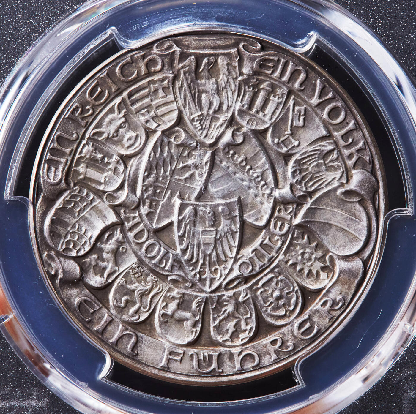 【俄甄集藏】2026年(046)01-07 星期三 晚 19:30 全场包邮 德国第三帝国1938年纪念奥地利合并银章，PCGS SP63，卡尔·哥茨作品，热门品种，黄油彩包浆