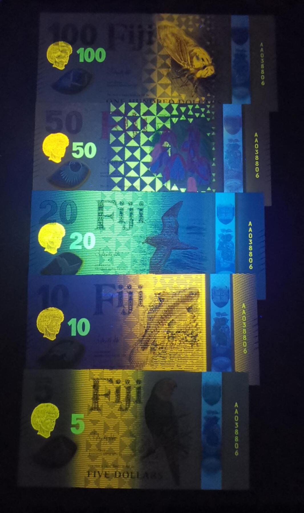 《艾美收藏》第227期-1.3周六外币黄金场-马年首拍 斐济2025年新版塑料钞首发AA冠5枚大全套无47全新UNC 颜值超高