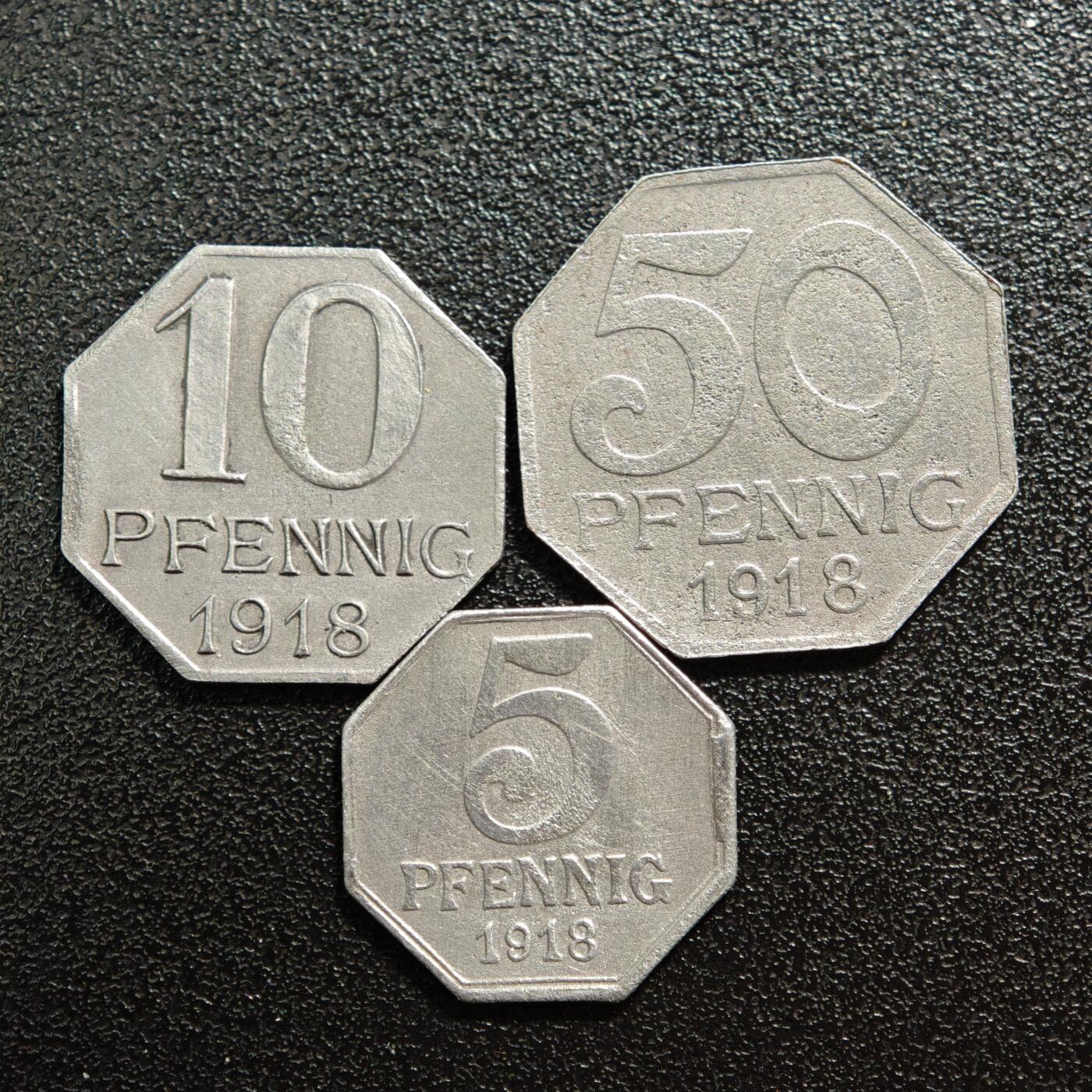 【德藏】世界币章拍卖第160期 德国 德紧硬币 3枚一组