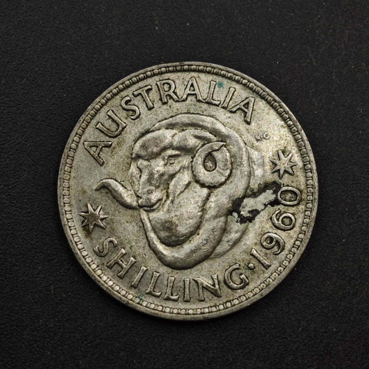 【淘币小摊】限时拍第八百三十九拍  散币银币场  满百包邮可预留两周  周一统一发货  澳大利亚1960年伊丽莎白二世一先令银币参考银价48