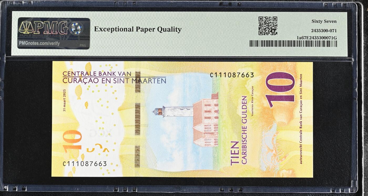 《艾美收藏》第227期-1.3周六外币黄金场-马年首拍 库拉索和圣马丁2025年首发C1冠10盾PMG67E亚军分无4 神仙鱼 实物漂亮