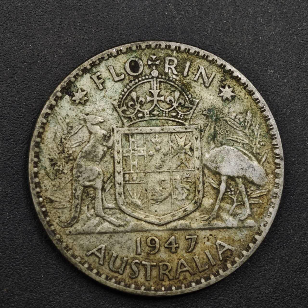 【淘币小摊】限时拍第八百三十九拍  散币银币场  满百包邮可预留两周  周一统一发货  澳大利亚1947年乔治六世弗洛林银币参考银价95