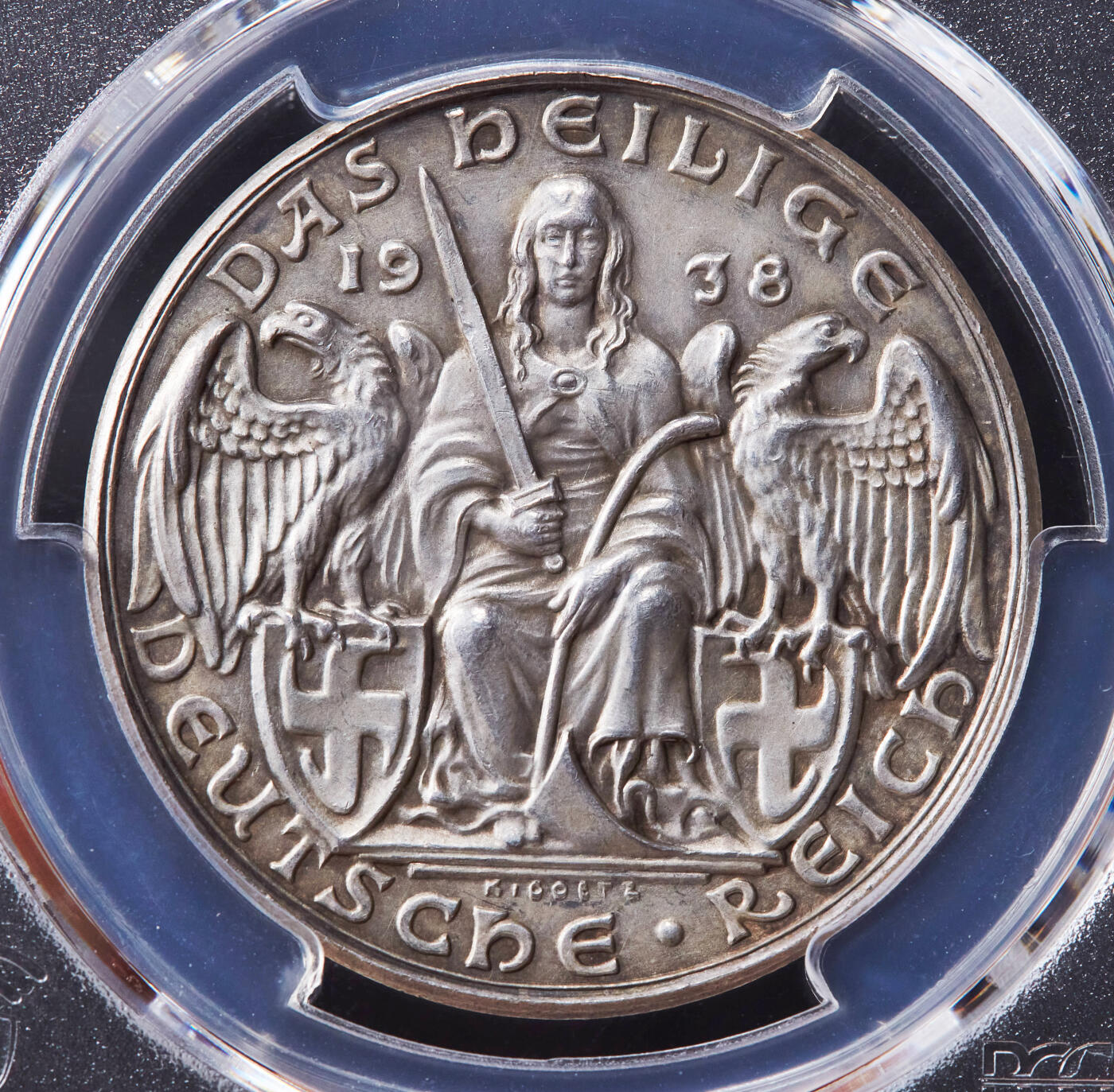 【俄甄集藏】2026年(046)01-07 星期三 晚 19:30 全场包邮 德国第三帝国1938年纪念奥地利合并银章，PCGS SP63，卡尔·哥茨作品，热门品种，黄油彩包浆