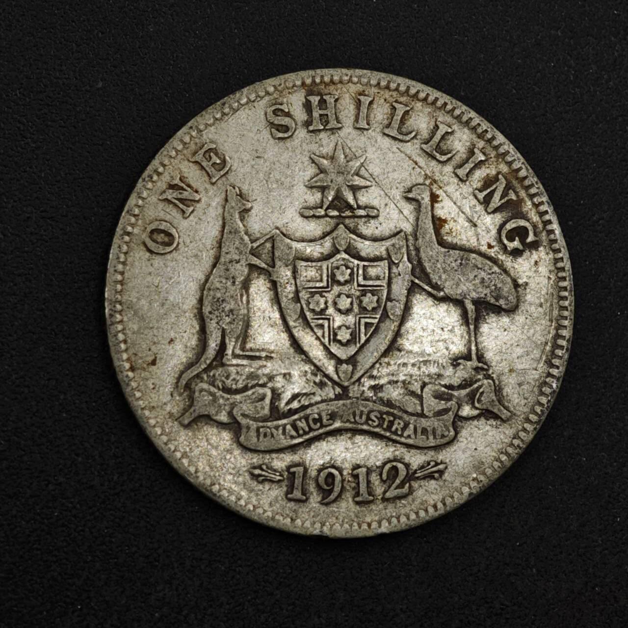 【淘币小摊】限时拍第八百三十九拍  散币银币场  满百包邮可预留两周  周一统一发货  澳大利亚1912年乔治五世一先令银币参考银价87