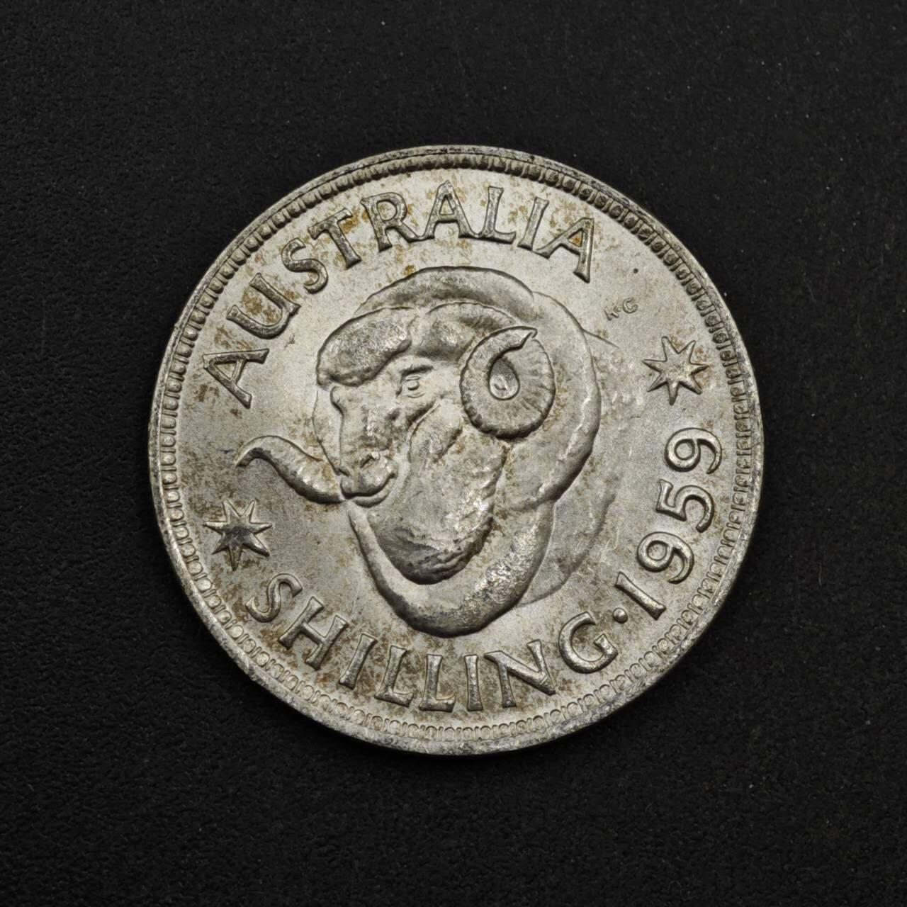 【淘币小摊】限时拍第八百三十九拍  散币银币场  满百包邮可预留两周  周一统一发货  澳大利亚1959年伊丽莎白二世一先令银币参考银价48