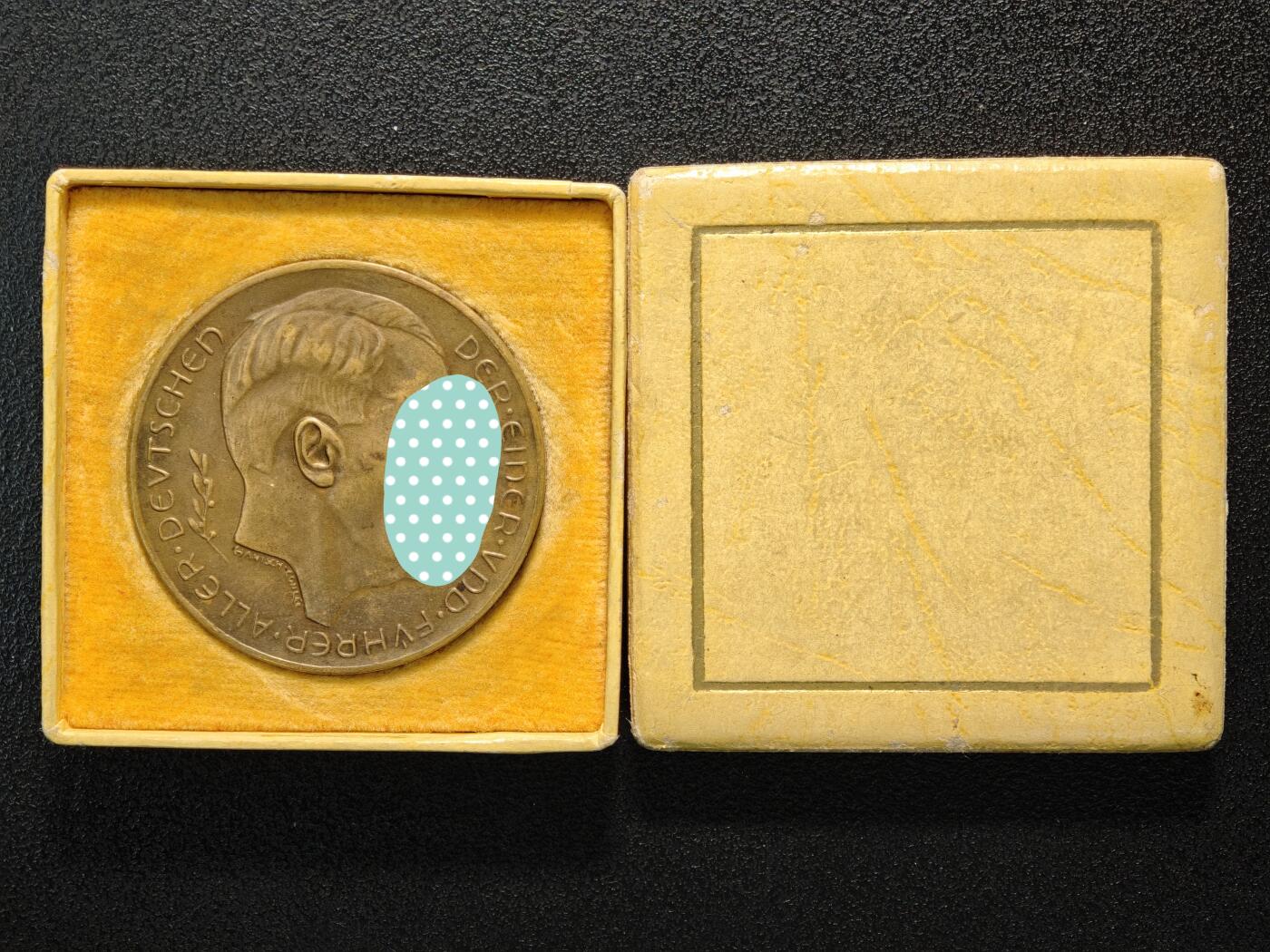 【德藏】世界币章拍卖第160期 1938年 德国吞并奥地利纪念铜章 原盒 直径约：36.1mm；重约：18.3g（原图请联系客服）