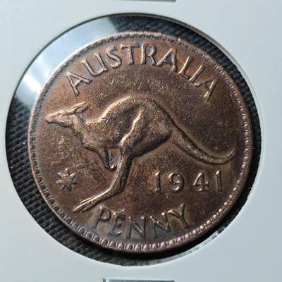 KK钱币收藏小铺  第383期  2月预留时间 周末发货 -  1941澳大利亚1便士铜币