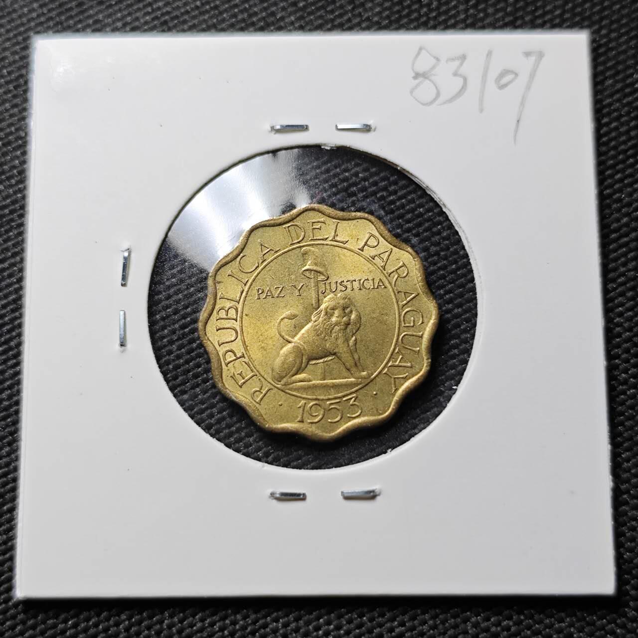 KK钱币收藏小铺  第383期  2月预留时间 周末发货  1953巴拉圭15分铜币