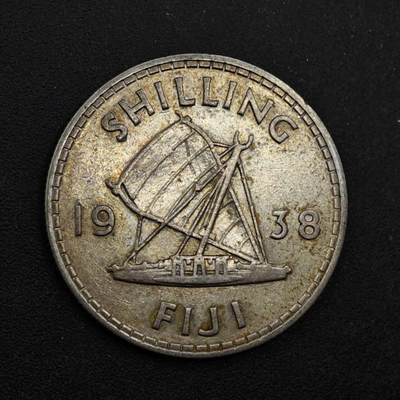 【淘币小摊】限时拍第八百三十九拍  散币银币场  满百包邮可预留两周  周一统一发货  - 斐济1938年乔治六世一先令银币参考银价47
