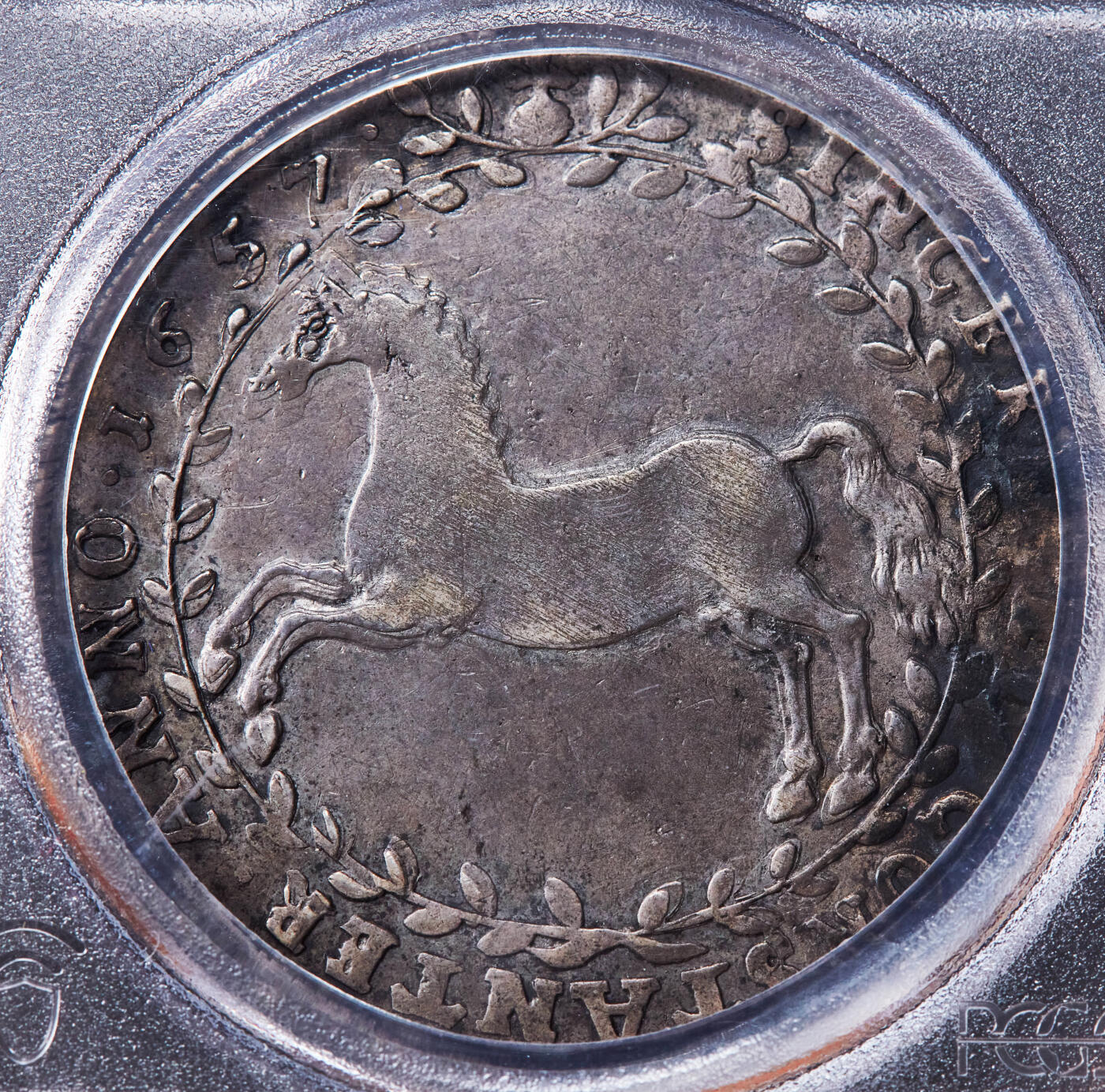 【俄甄集藏】2026年(046)01-07 星期三 晚 19:30 全场包邮 神圣罗马帝国-德国不伦瑞克-吕讷堡-策勒1657年克里斯蒂安·路德维希LW版野马1泰勒大银币，PCGS XF45，原味酱彩老包浆，名誉品种，唯一季军分