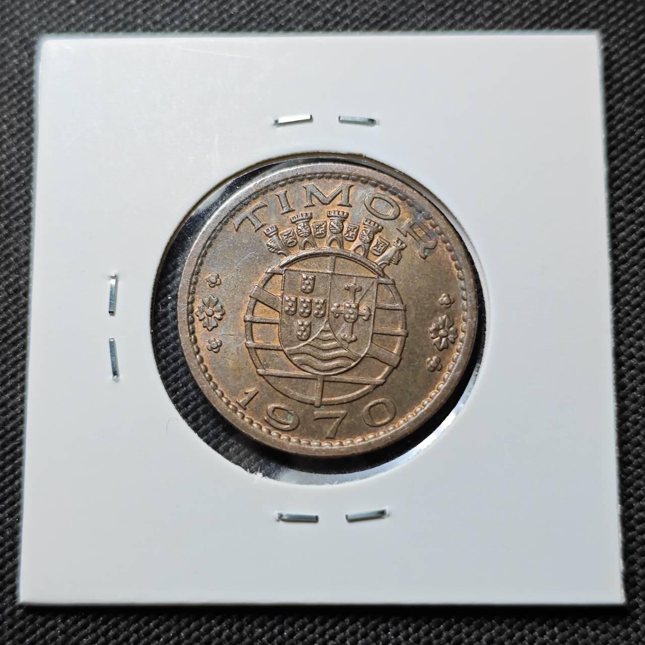 KK钱币收藏小铺  第384期  2月预留时间 周末发货  1970葡属东帝汶1埃斯库多铜币