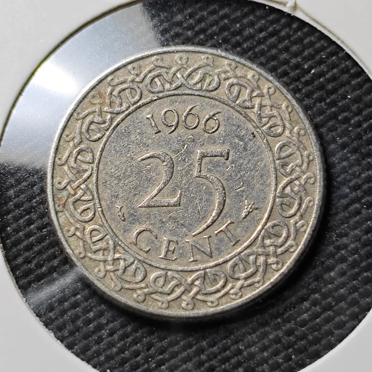 KK钱币收藏小铺  第383期  2月预留时间 周末发货  1966苏里南25分