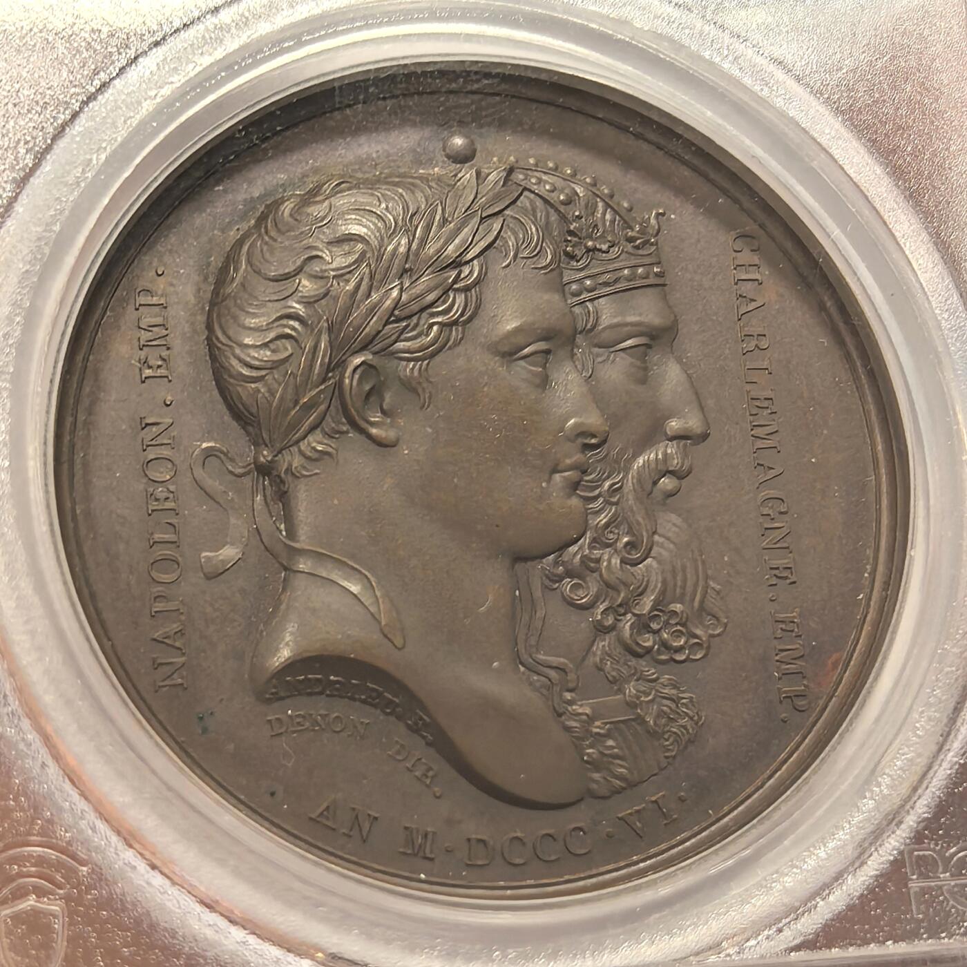 博洋堂“岁启嘉年”2026新年精品大拍专场暨第155期（全场包邮） PCGS SP65 冠军分！法国1806年拿破仑一世结盟萨克森原铸铜章 巴黎造币厂完美巧克力包浆 稀少珍贵品种 正面拿破仑和查理曼大帝的并肩半身像 背面萨克森圣人维杜金德和带领神罗走向顶峰红胡子腓特烈一世 暗喻拿破仑要做查理曼大帝的继承人 是罗马正统 全欧洲的皇帝 拿章纯人像题材极为稀少