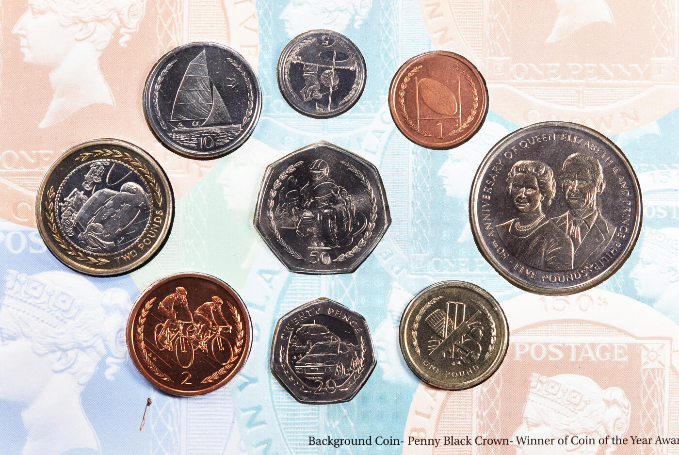 【俄甄集藏】2026年(046)01-07 星期三 晚 19:30 全场包邮 英属马恩岛1997年1便士-5镑册装硬币9枚全套，全新品相，名誉品种