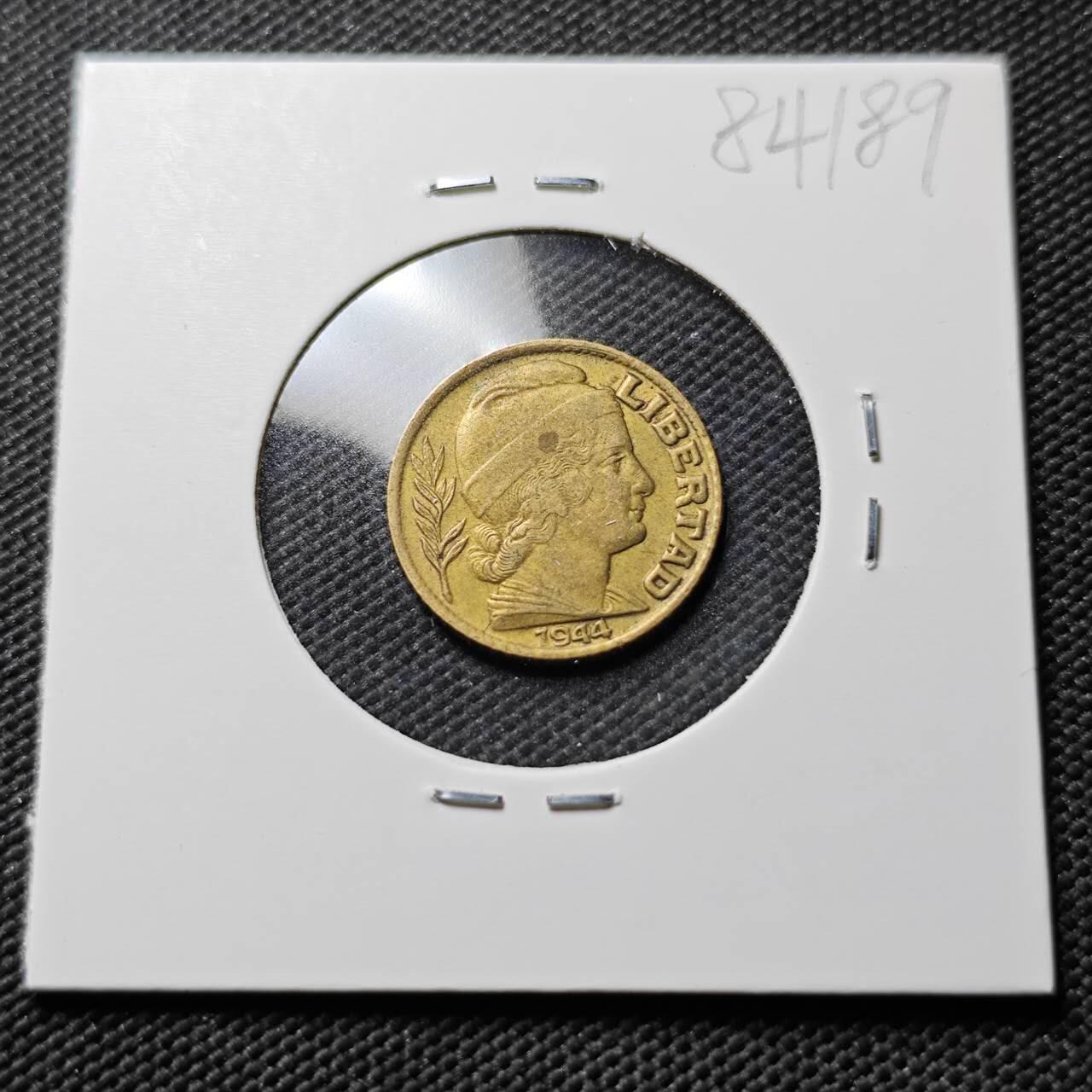 KK钱币收藏小铺  第384期  2月预留时间 周末发货  1944阿根廷5分铜币