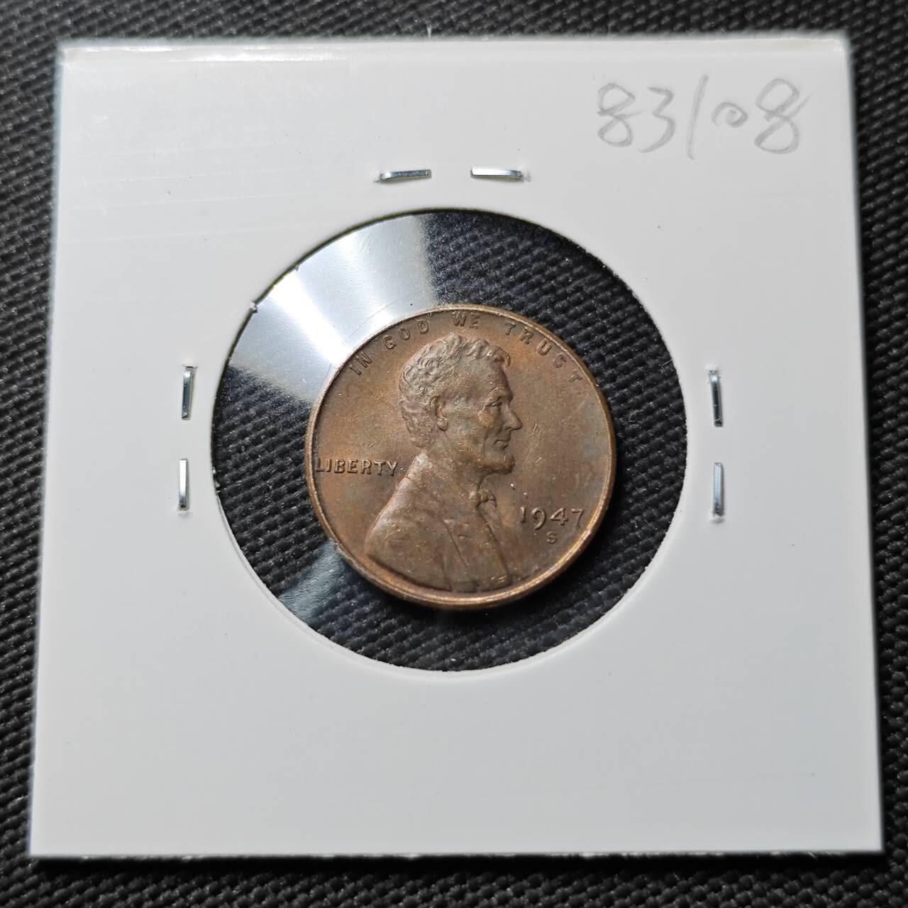 KK钱币收藏小铺  第383期  2月预留时间 周末发货  1947美国麦穗一分铜币