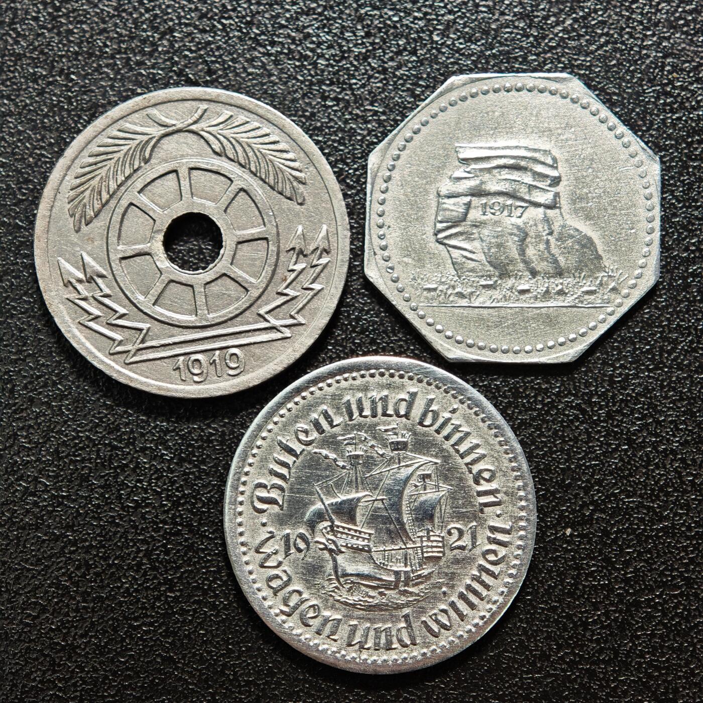 【德藏】世界币章拍卖第160期 德国 德紧硬币 3枚一组