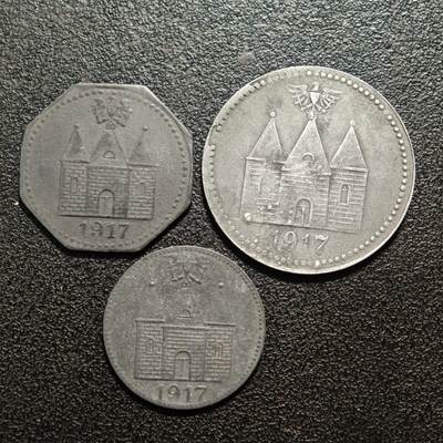 【德藏】世界币章拍卖第160期 - 德国 德紧硬币 3枚一组