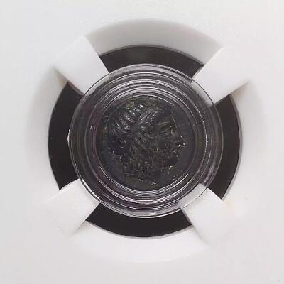 精美古希腊太阳神阿波罗和里拉琴铜币b15-37