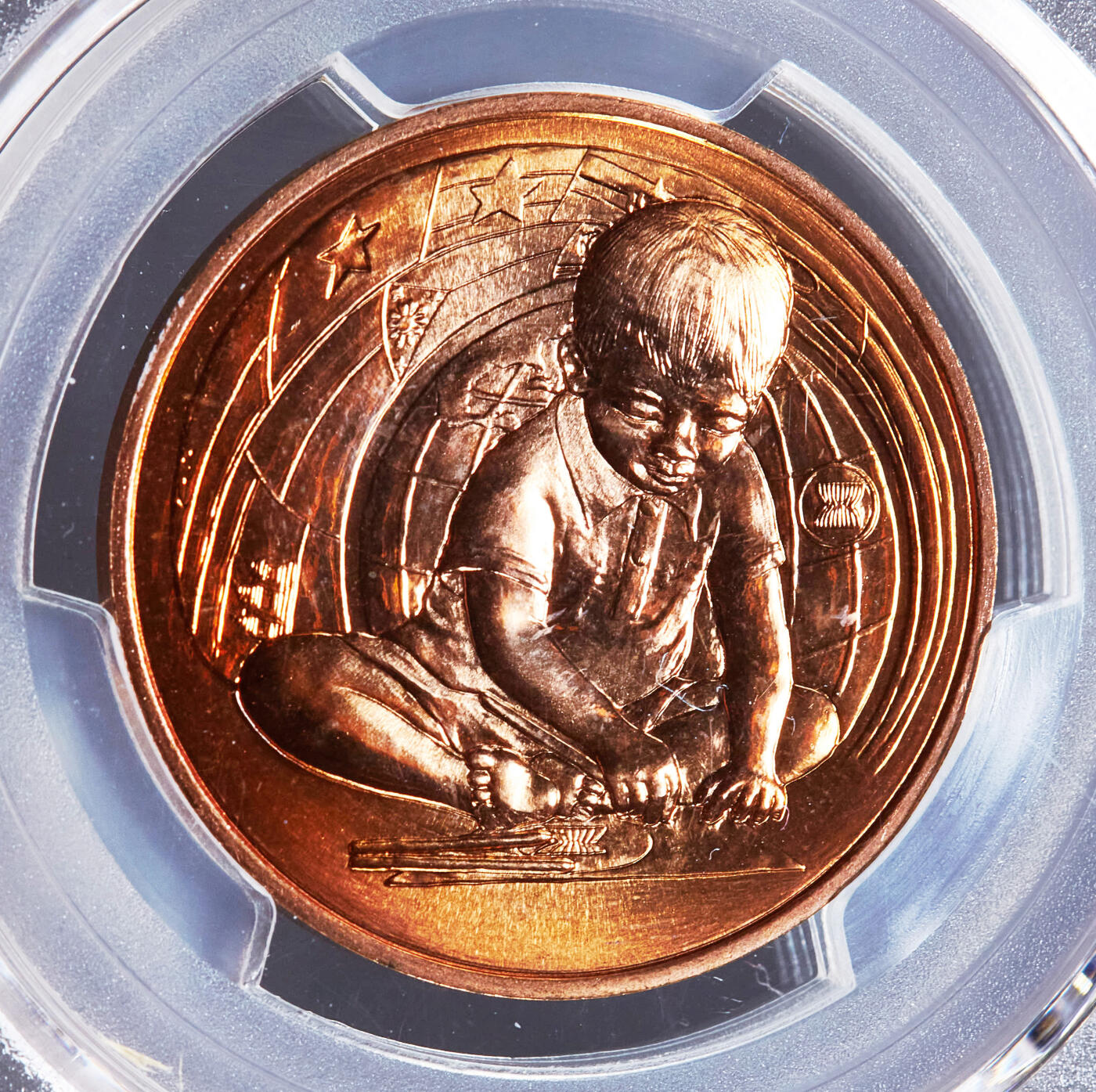 【俄甄集藏】2026年(046)01-07 星期三 晚 19:30 全场包邮 泰国2014/2015/2016年儿童节社会发展与科学普及主题造币厂纪念铜章3枚一组，PCGS MS65/MS66RD，原铜光，少见品种