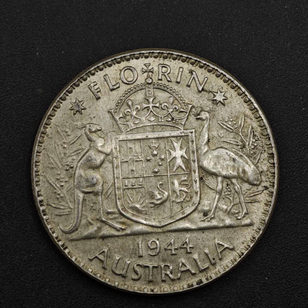 【淘币小摊】限时拍第八百三十九拍  散币银币场  满百包邮可预留两周  周一统一发货  澳大利亚1944年乔治六世弗洛林银币参考银价175