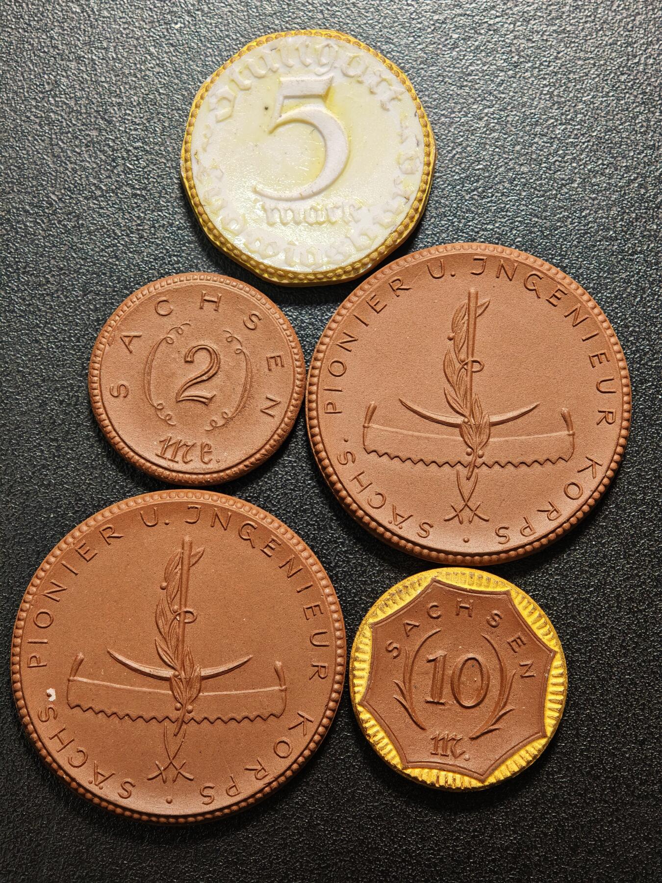 【德藏】世界币章拍卖第160期 德国 德紧 陶瓷币章 5枚一组