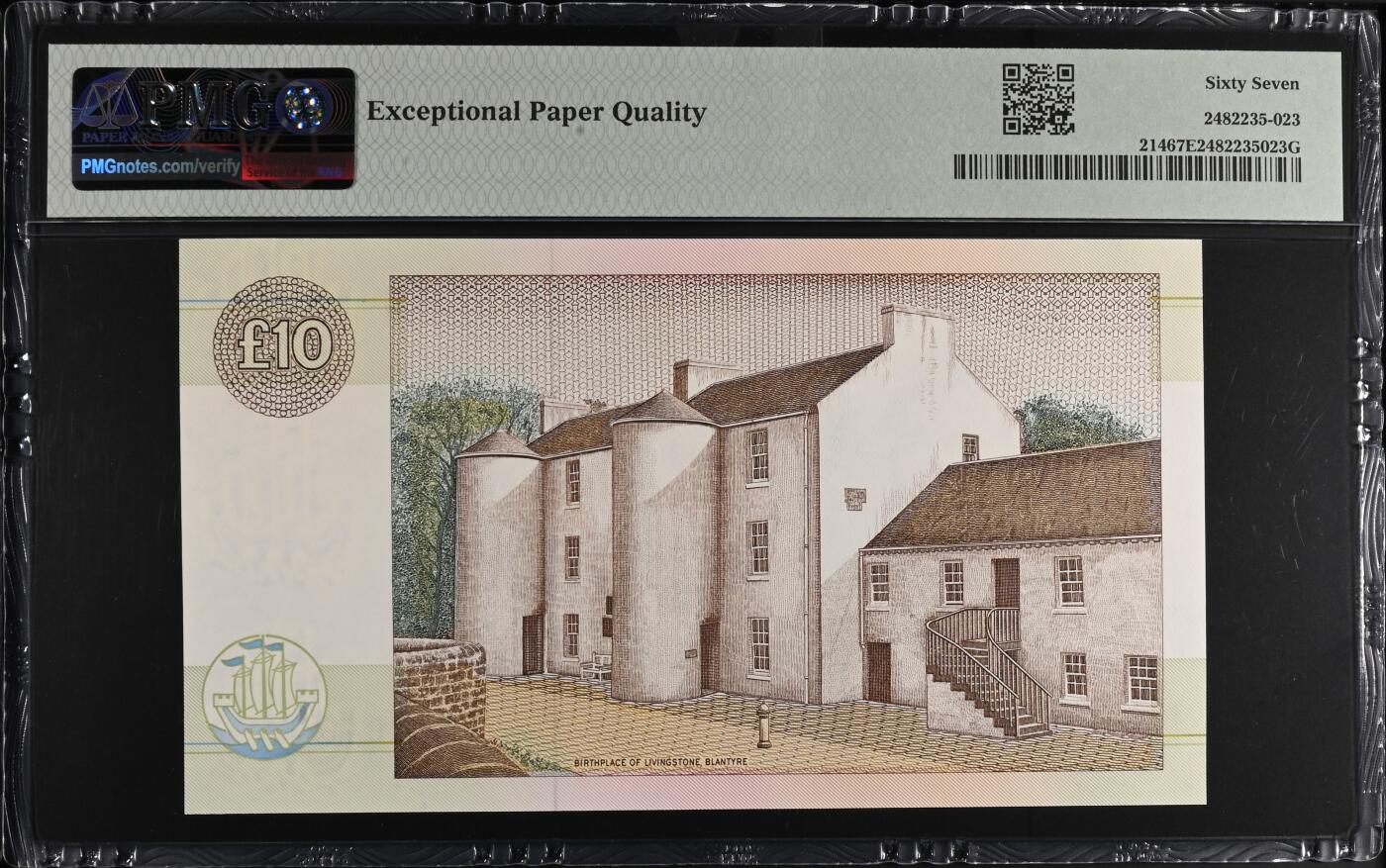 《艾美收藏》第227期-1.3周六外币黄金场-马年首拍 苏格兰克莱斯戴尔银行1990年10镑PMG67E亚军分 冠军68分仅2张 英国探险家大卫·利文斯通 Pick#214