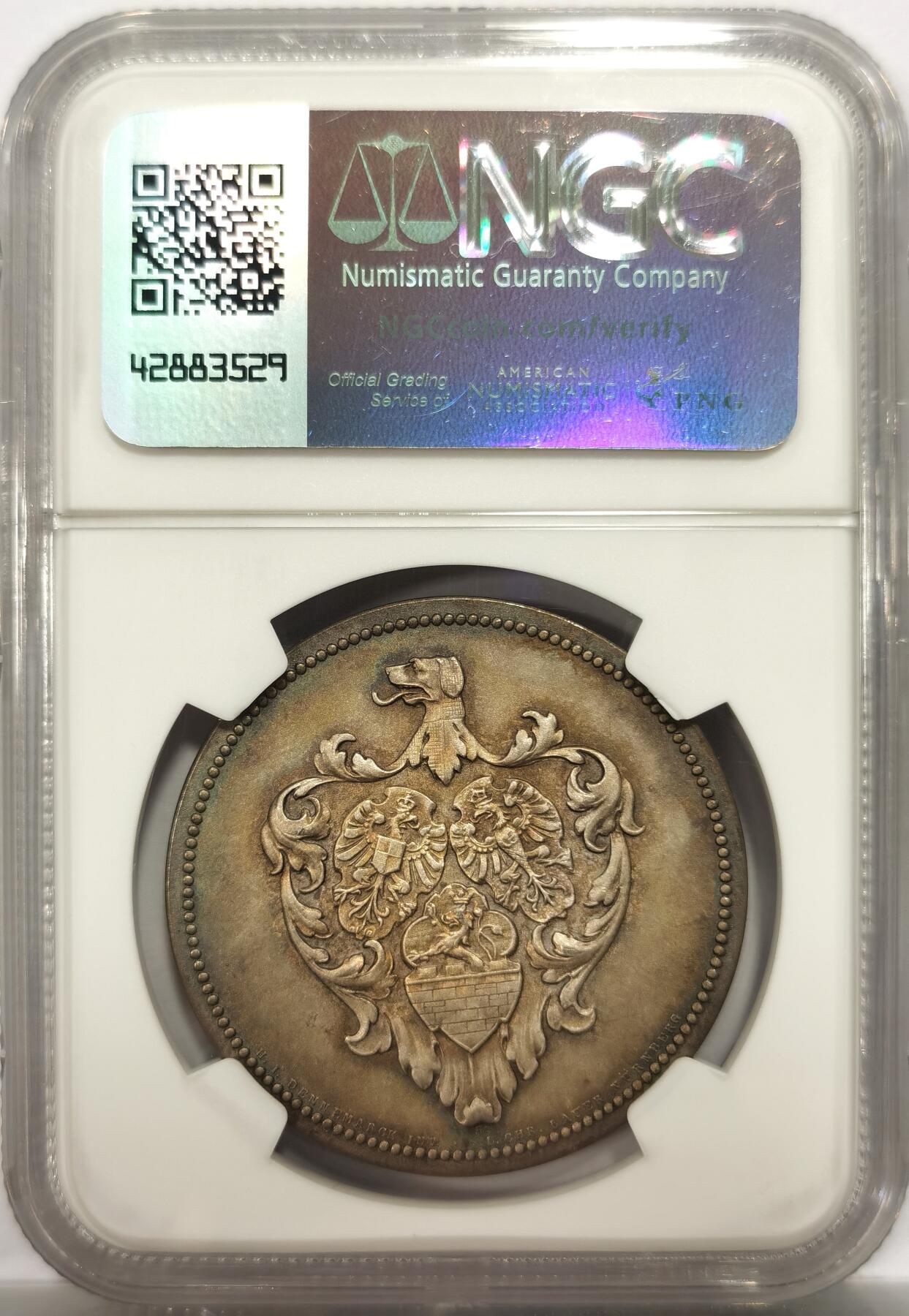 博洋堂“岁启嘉年”2026新年精品大拍专场暨第155期（全场包邮） NGC MS65MATTE 1910年德国埃尔兰根与维特尔斯巴赫百年友谊纪念银章。正面是马克西米利安·约瑟夫一世和摄政王路易特波德的半身像、反面则是两座城市的纹章。名家LAUER精品之作，磨砂工艺视觉效果极为震撼。极为罕见的品种，麦稀奇首见，公开市场仅见品