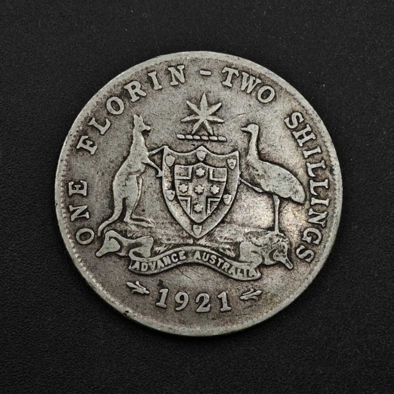 【淘币小摊】限时拍第八百三十九拍  散币银币场  满百包邮可预留两周  周一统一发货  澳大利亚1921年乔治五世弗洛林银币参考银价175