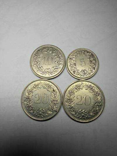 2026年集古藏今外币拍卖第一期-第1场—（总第298拍），可以寄存60天，满160元包邮。 - 瑞士各面值4枚