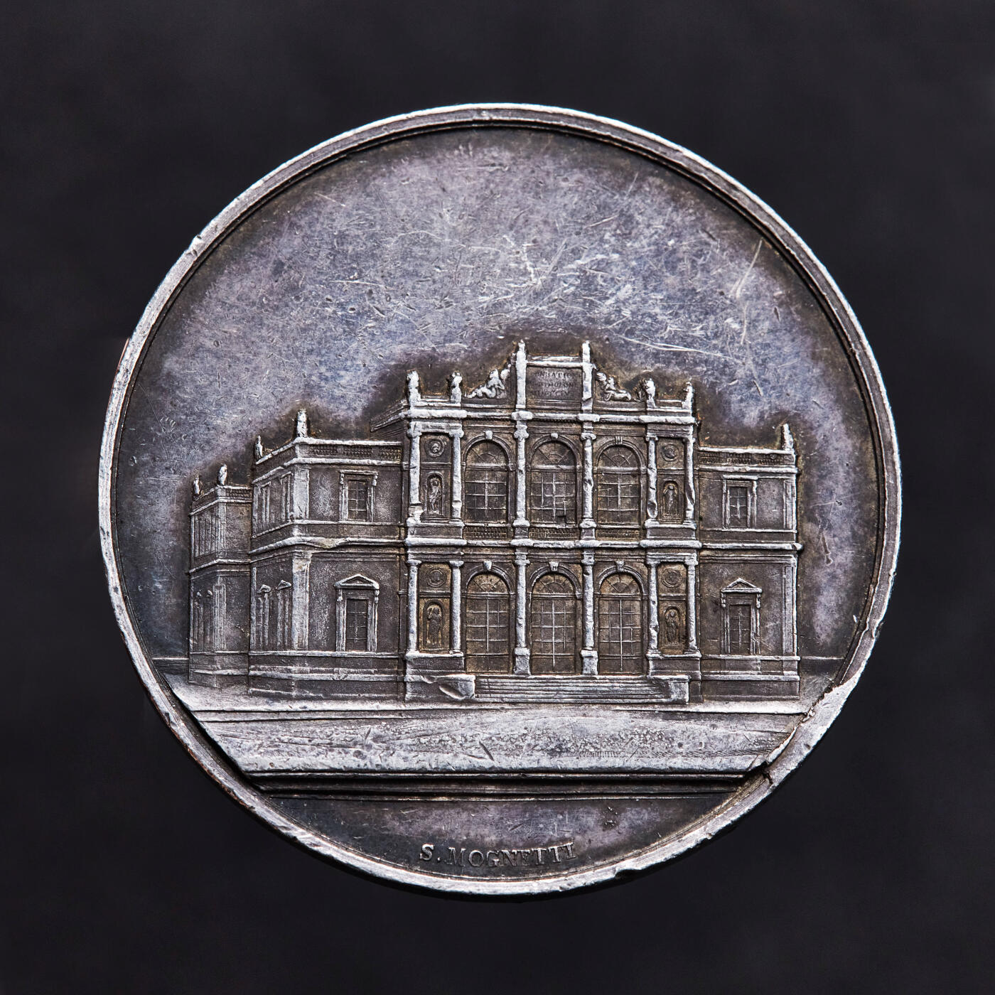 【俄甄集藏】2026年(046)01-07 星期三 晚 19:30 全场包邮 瑞士19世纪日内瓦音乐学院表彰音乐成就银质奖章，直径：41mm，重量：34.24克，原味老包浆