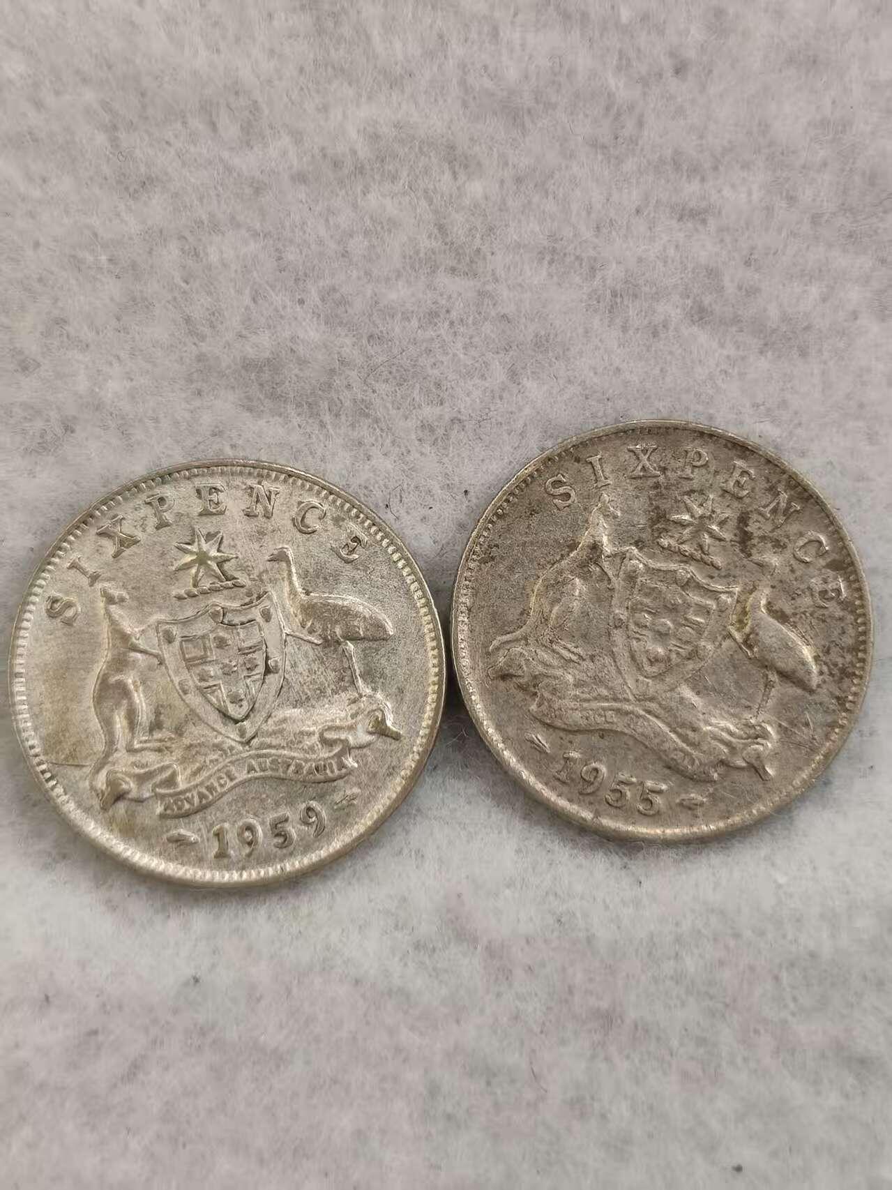 G&W世界散币，银币处理专场（第41场） 澳大利亚6便士银币 2枚