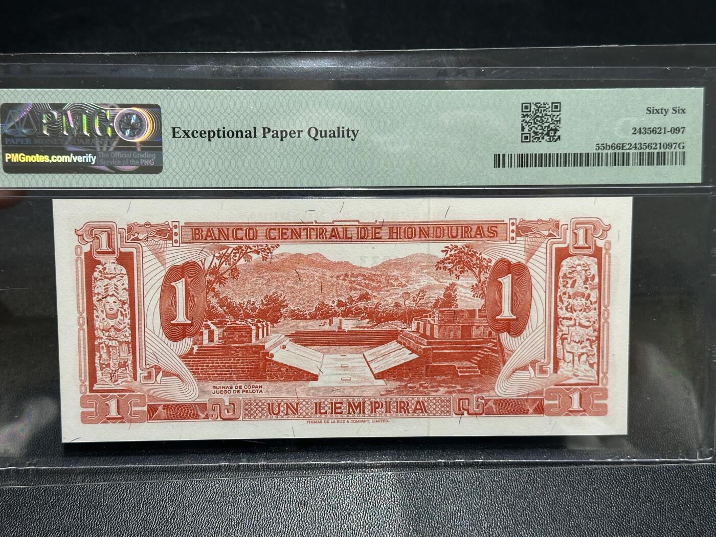 《外钞收藏家》第五百九十九期（畅拍场）（本平台长期征集拍品、欢迎藏友们联系合作） 1972年洪都拉斯1面额 PMG66