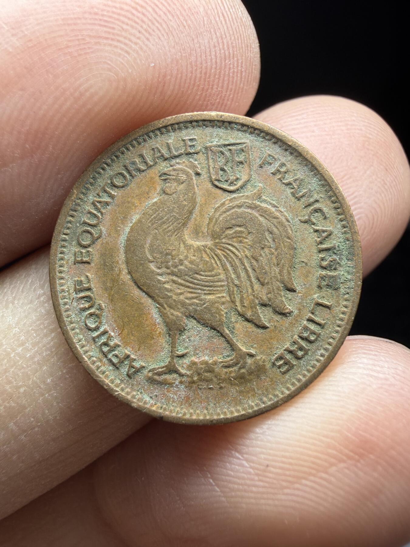 2026年集古藏今外币拍卖第一期-第1场—（总第298拍），可以寄存60天，满160元包邮。 1943年法属赤道非洲50分