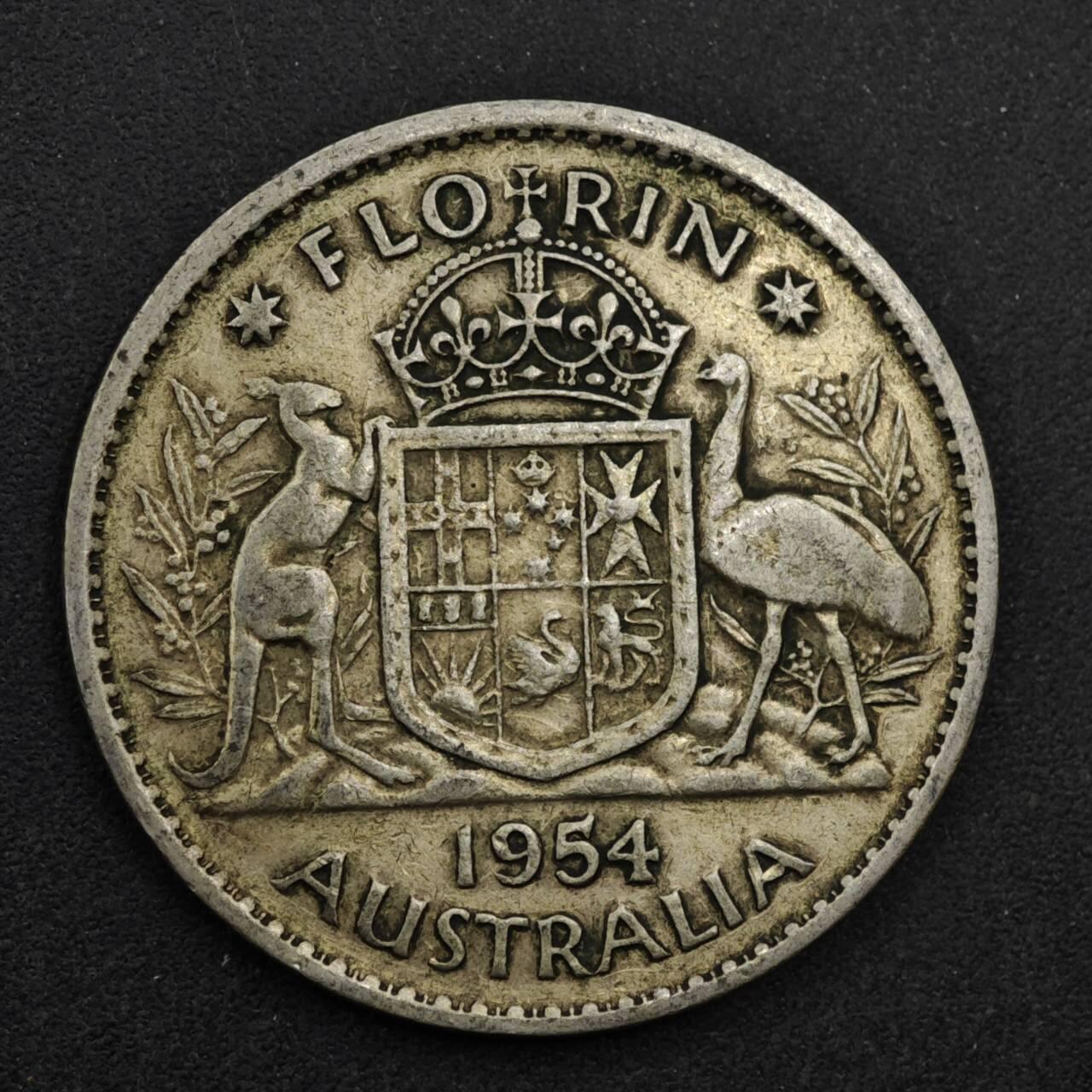【淘币小摊】限时拍第八百三十九拍  散币银币场  满百包邮可预留两周  周一统一发货  澳大利亚1954年乔治六世弗洛林银币参考银价95