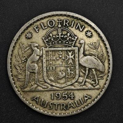 【淘币小摊】限时拍第八百三十九拍  散币银币场  满百包邮可预留两周  周一统一发货  - 澳大利亚1954年乔治六世弗洛林银币参考银价95