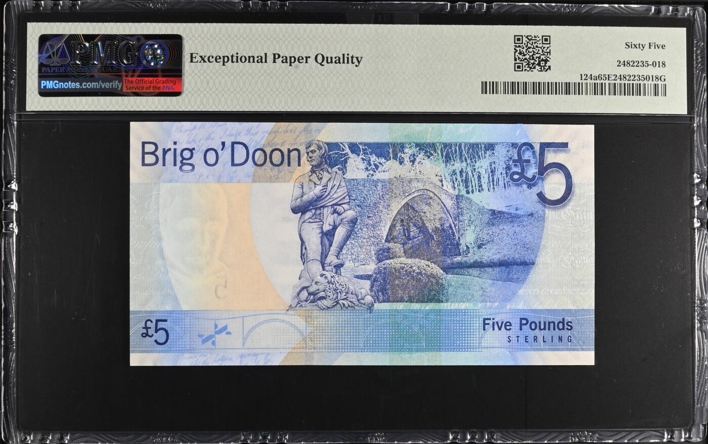 《艾美收藏》第227期-1.3周六外币黄金场-马年首拍 苏格兰2007年首发AA冠5镑PMG65E百位515号，Pick#125a
