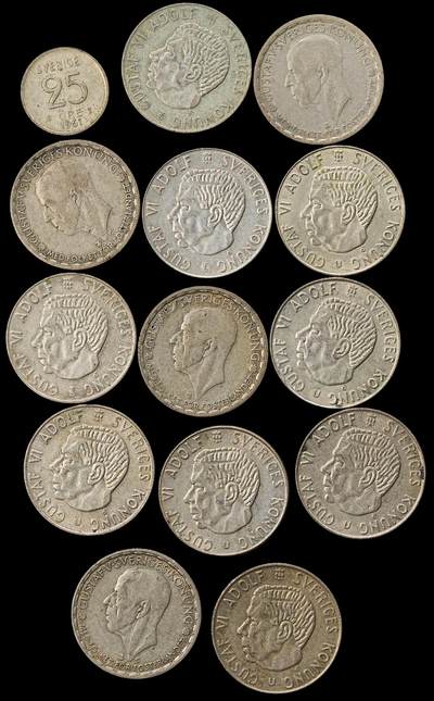 修遠堂世界钱币第一百期 - 瑞典银币 第二组 总重92.88g，含银40%