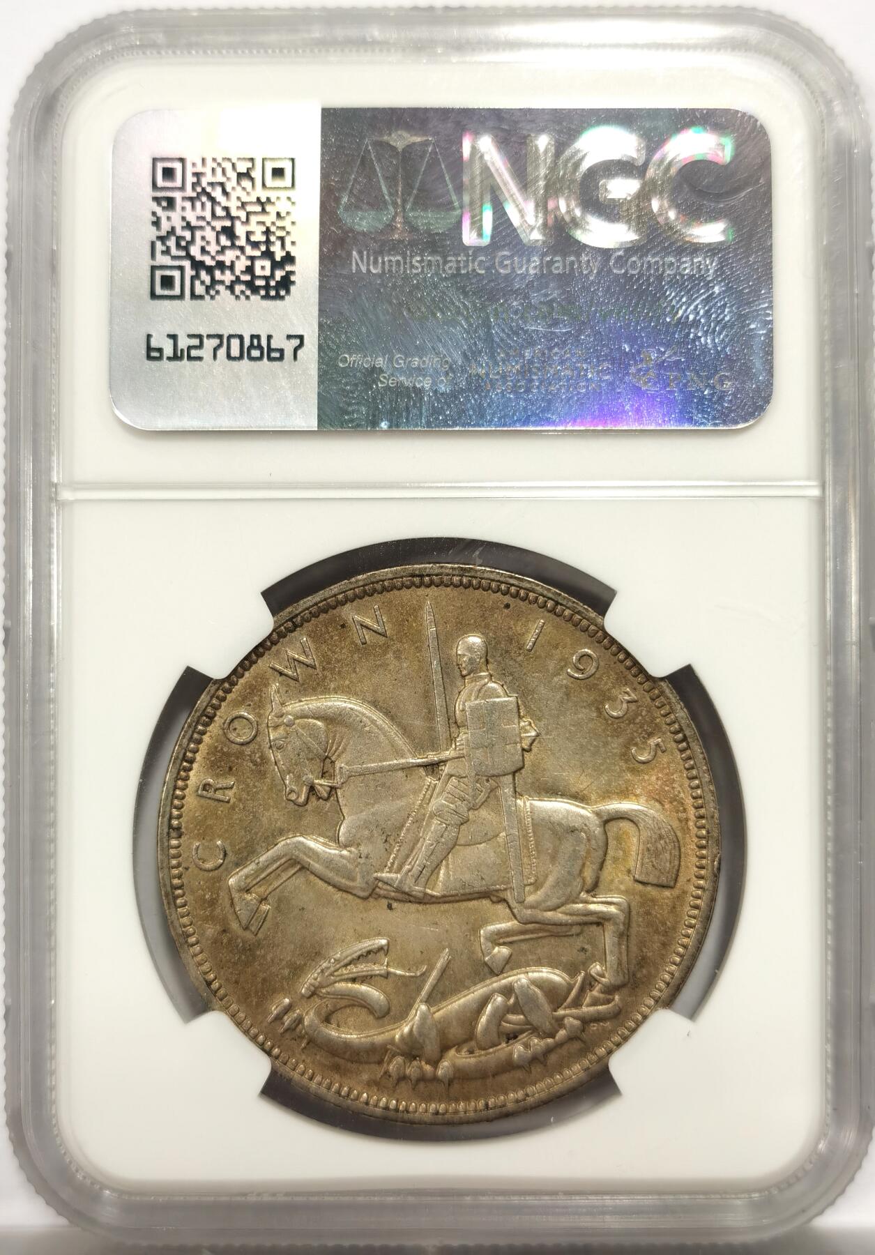 博洋堂“岁启嘉年”2026新年精品大拍专场暨第155期（全场包邮） NGC MS63 英国1935年乔治五世克朗木马剑 黄油光 状态很好