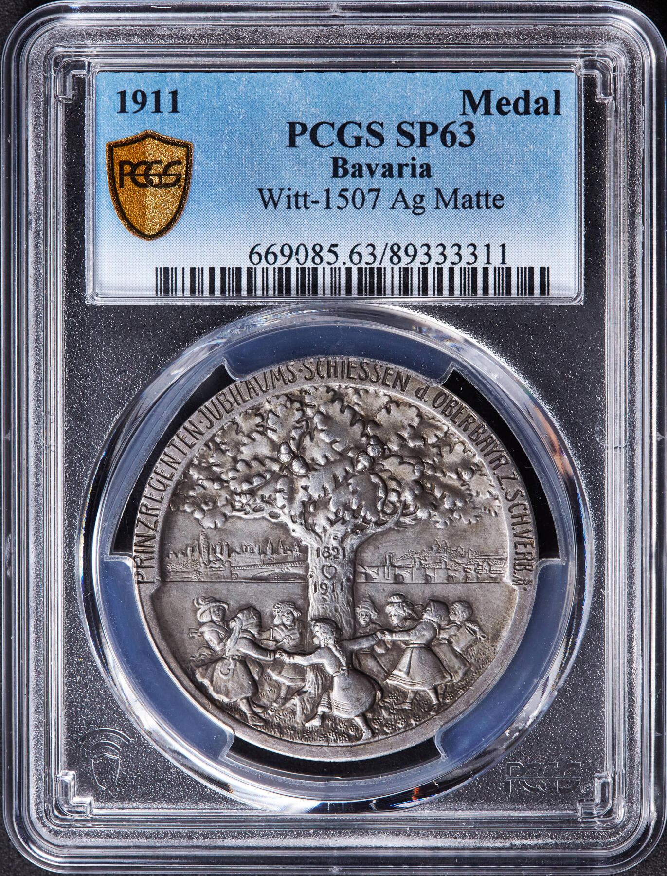 【俄甄集藏】2026年(046)01-07 星期三 晚 19:30 全场包邮 德国1911年纪念柳特波德亲王90寿辰橡树、皇室家族银章，PCGS SP63，原味状态，经典品种