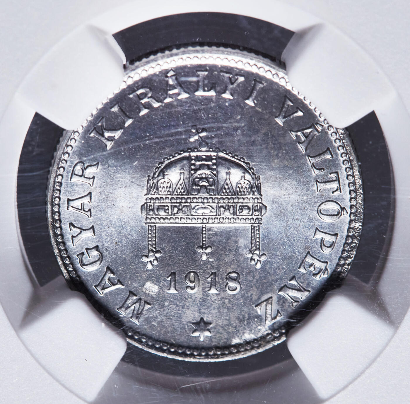 【俄甄集藏】2026年(046)01-07 星期三 晚 19:30 全场包邮 匈牙利1918年KB版10、20费斯精制铁币2枚一对，NGC PF65/66，转光品相，保存不易