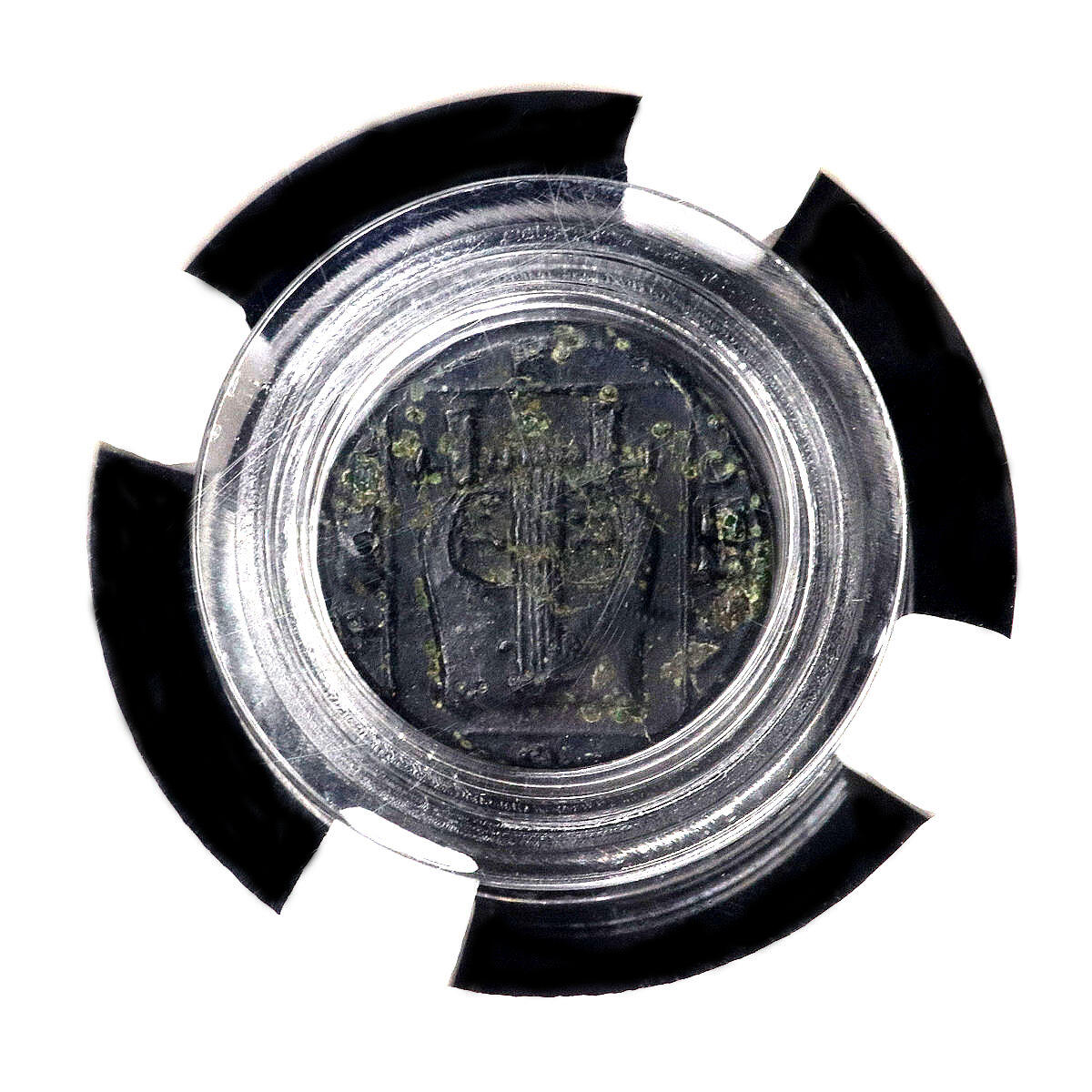 精美古希腊太阳神阿波罗和里拉琴铜币b15-37